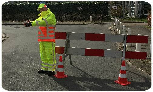 wegafzetting en verkeersregelaars